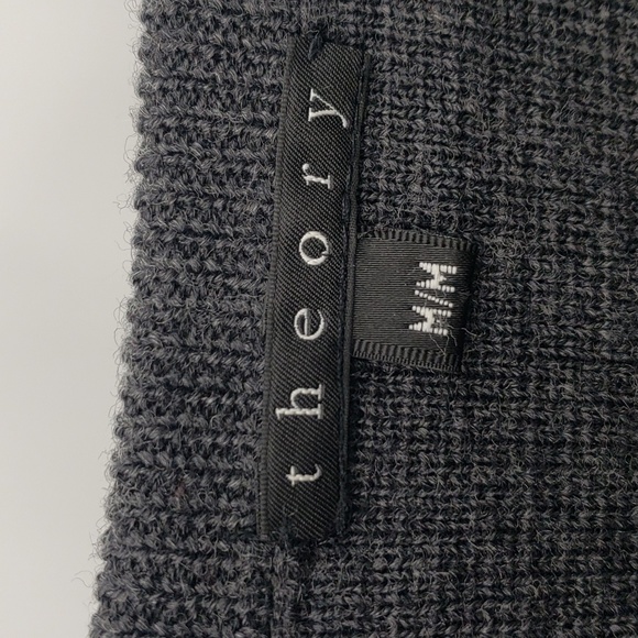 Theory black zip front Dress Gray Wool Glorine Eloquence Lamb Leather medium - Picture 5 of 8